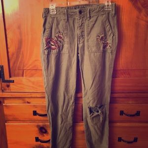 Vintage looking green jeans